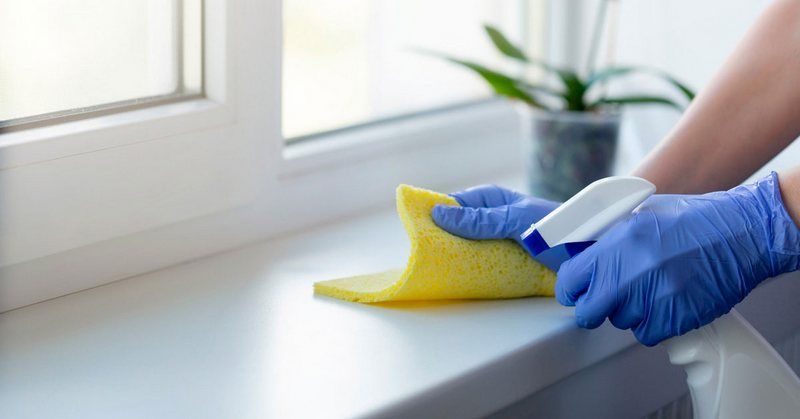 cleaning window sills